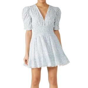 Cleobella Sadie XS White and Blue Mini Dress